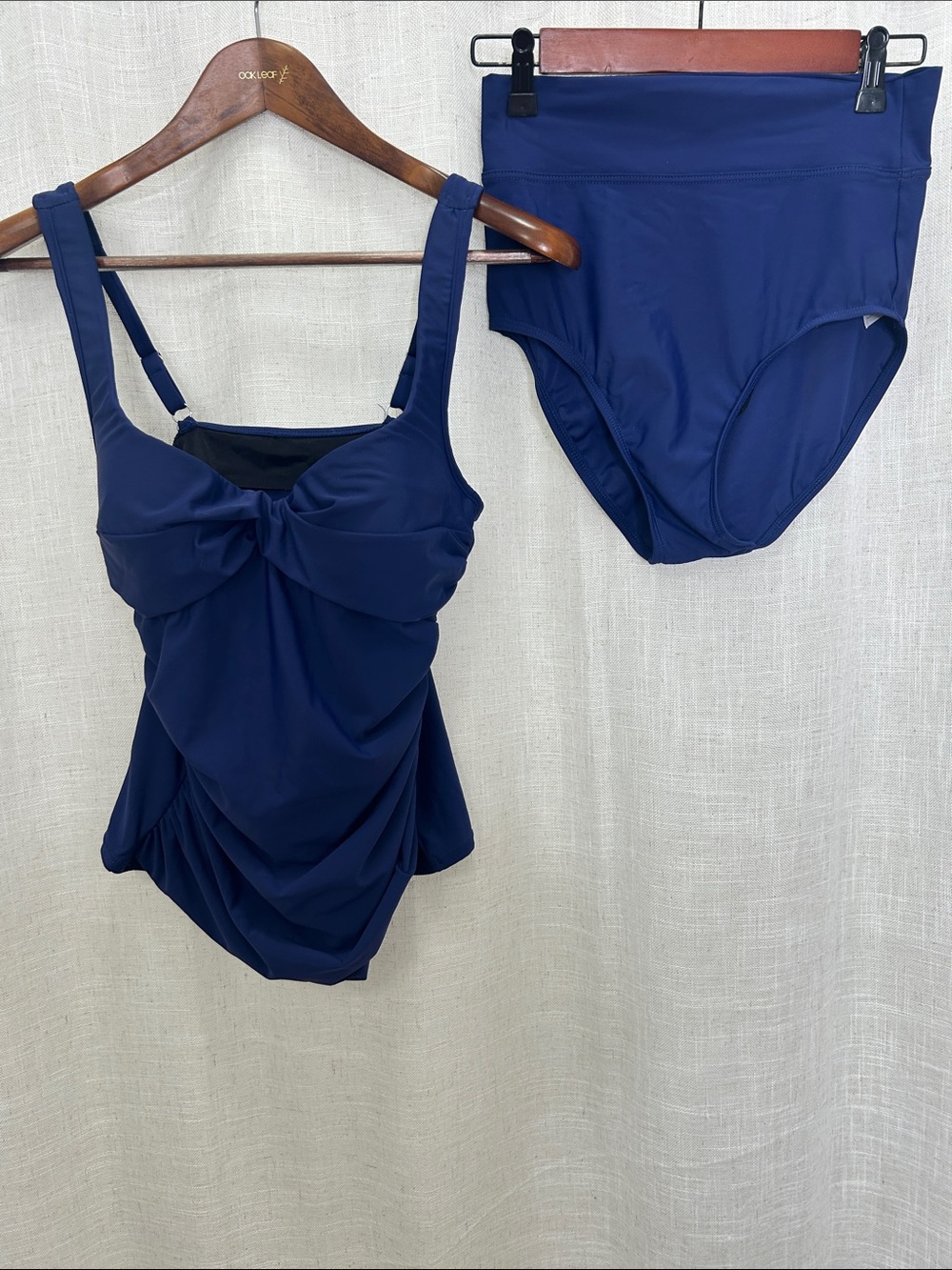 Talbots Navy Blue Two-Piece Ruched Swim Set Size 6 Excellent Condition